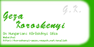 geza koroskenyi business card