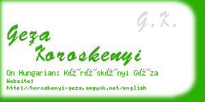 geza koroskenyi business card